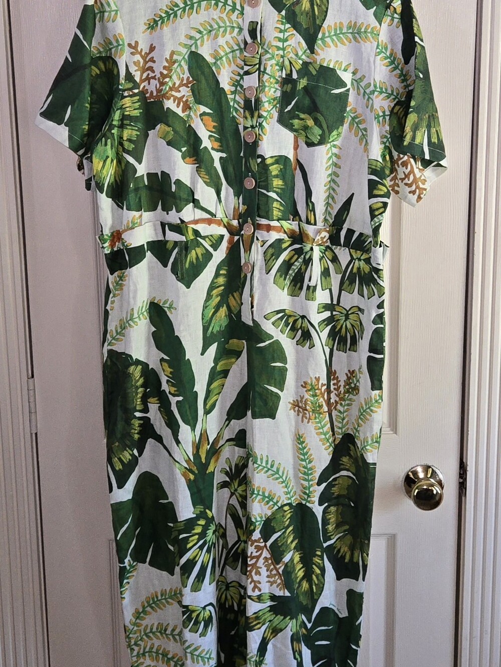 Farm Rio Tropical Forest Linen Jumpsuit XL NWT Brunch Weekend Chic - Picture 4 of 12